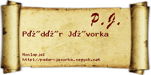 Pádár Jávorka névjegykártya